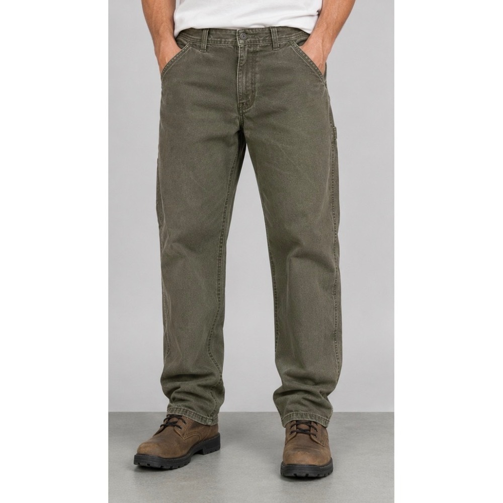 Vintage Legendary Outfitters Men Green Canvas Carpenter Pants 32x32 Y2K (32x30)